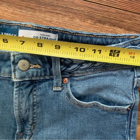 Old Navy Women’s High-Rise OG Straight Jeans Sz 0 Medium Wash Braided Waistband - Picture 4 of 10